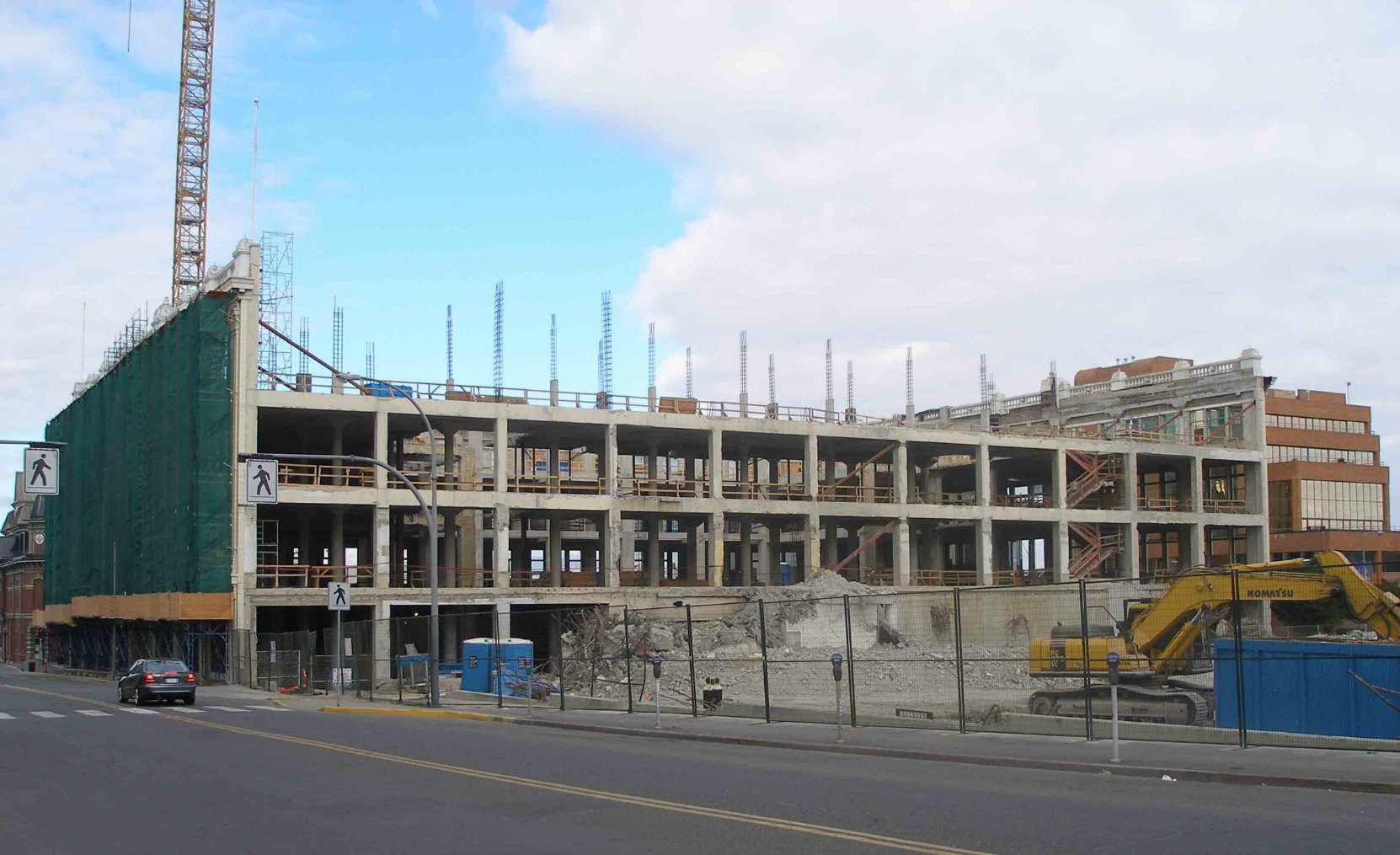 1701 Douglas Street, formerly The Bay department store, being renovated into The Hudson in 2008. This photo is looking west from Blanshard Street toward Douglas Street.