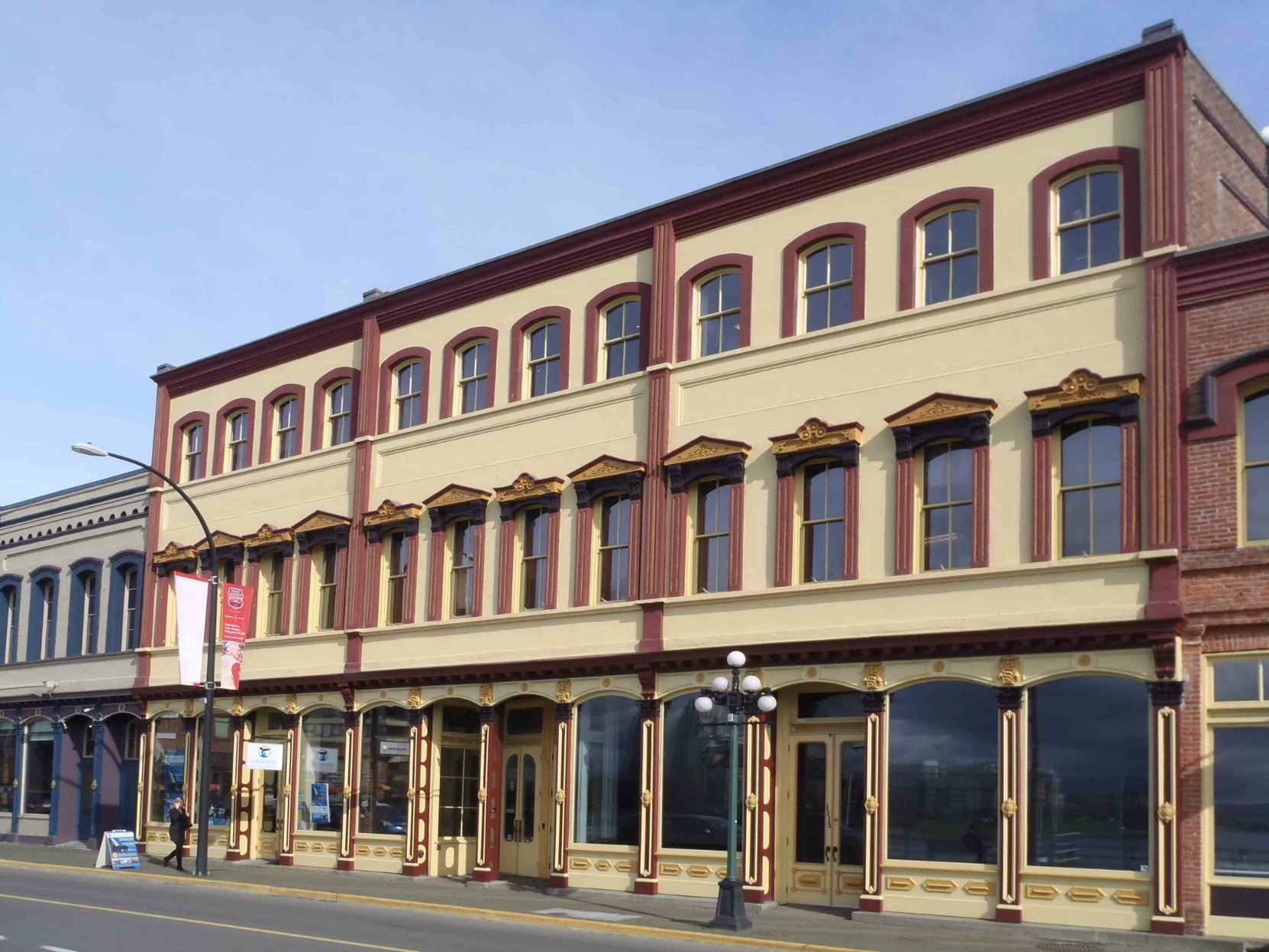 The Rithet Building, 1117-1129 Wharf Street, built 1861-1865 with additions in 1885 and 1889