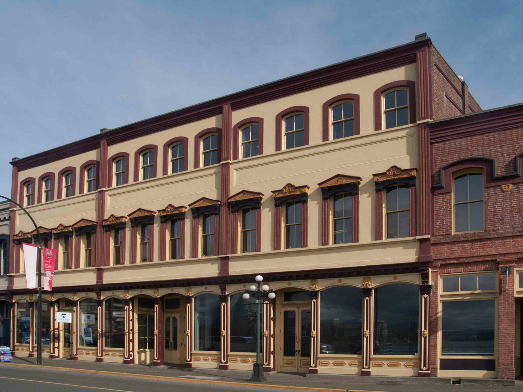 The Rithet Building, 1117-1129 Wharf Street, built 1861-1865 with additions in 1885 and 1889