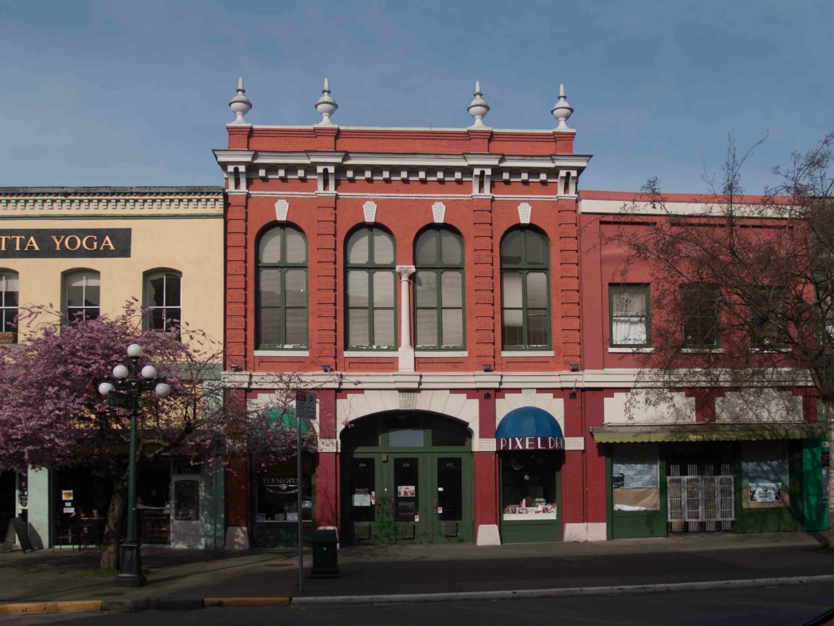 636 Yates Street, built in 1877 by architect John Teague as the fire hall of the Deluge Fire Company, one of Victoria's three volunteer fire companies before the creation of the Victoria Fire Department.