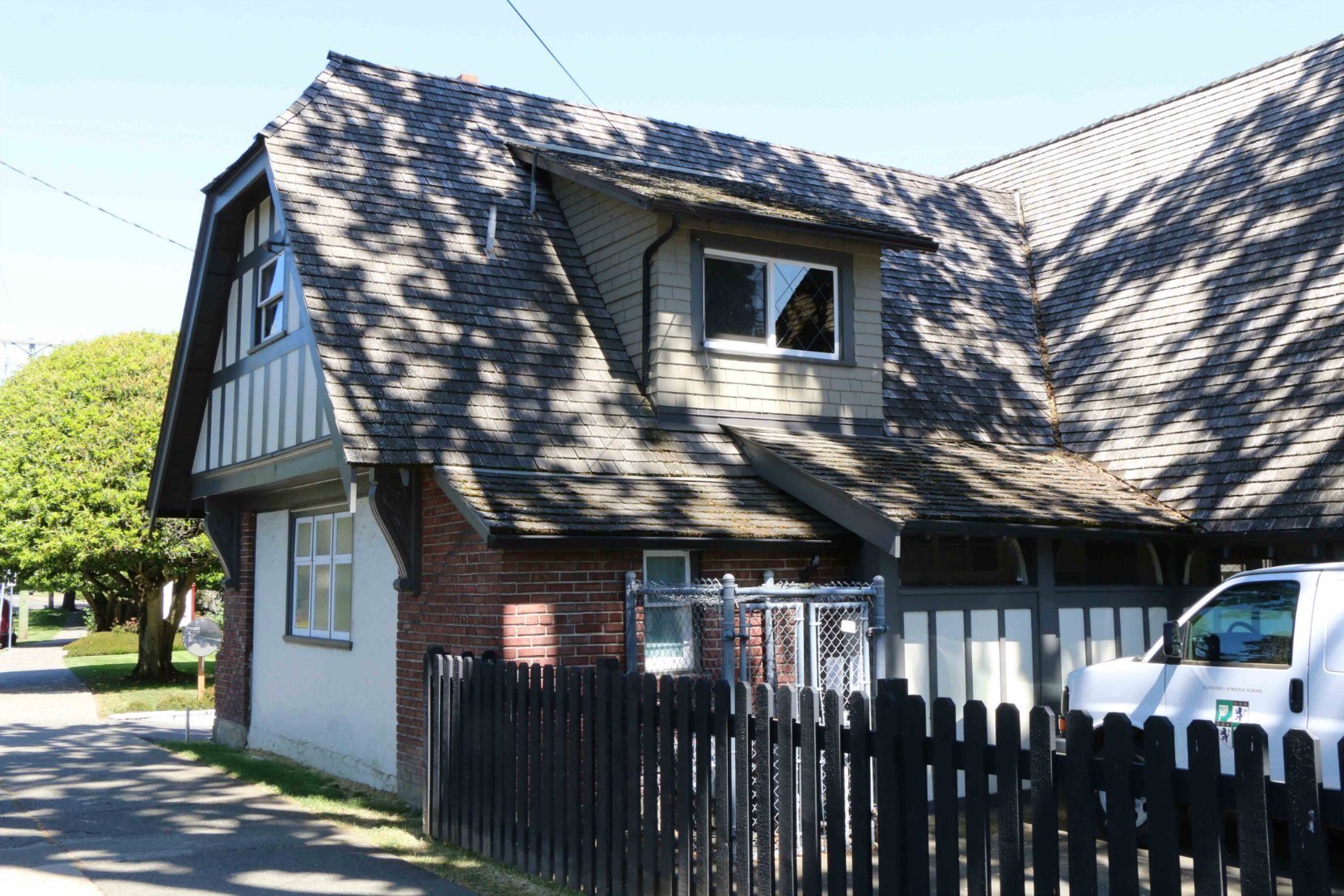 The Coach House at 1701 Beach Drive, (now Glenlyon Norfolk School), Built in 1914 by architect Francis Rattenbury as an addition to his personal residence.