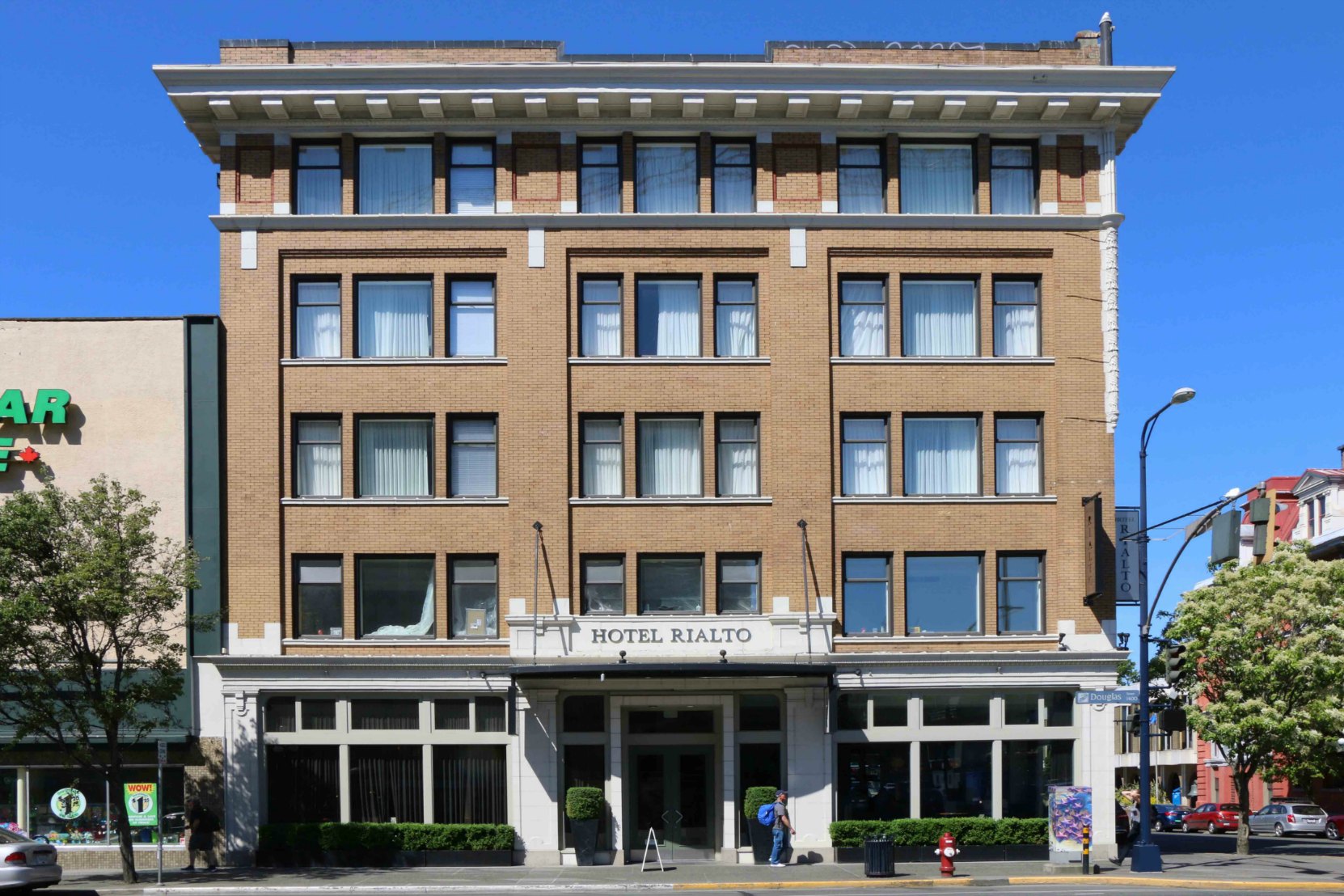 The Hotel Rialto, 1450 Douglas Street. Originally built at the Prince George Hotel in 1911, it became the Hotel Douglas from 1920 to 2007, when the present owners renovated it as the Hotel Rialto.