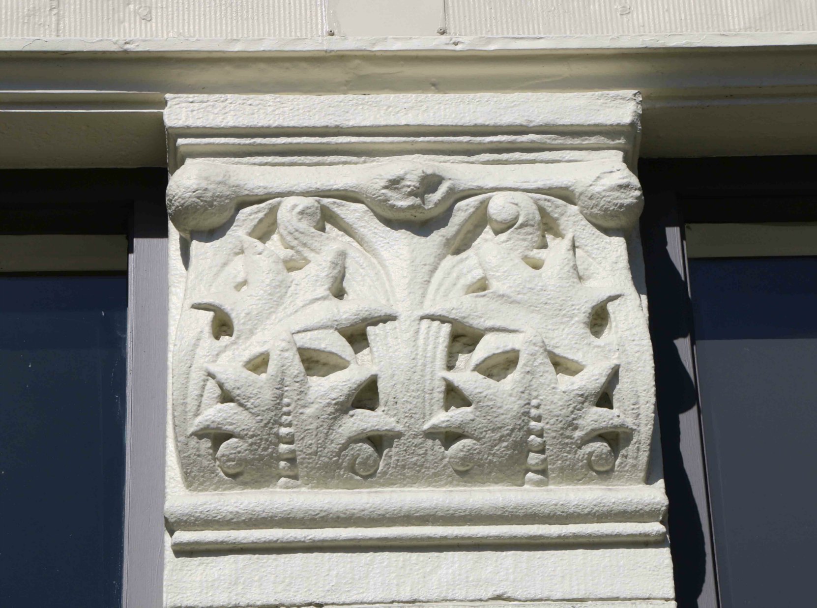 Original decorative architectural detail on the facade of 1312-1314 Government Street