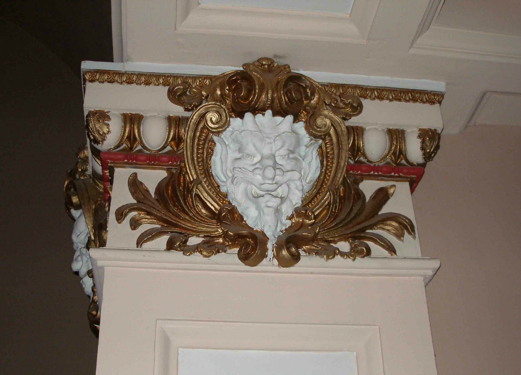 This Satyr's face is an original interior detail the McPherson Playhouse, 3 Centennial Square. This theate was built in 1914 by architect Jesse M.Warren and much of its original interior detail is still intact.