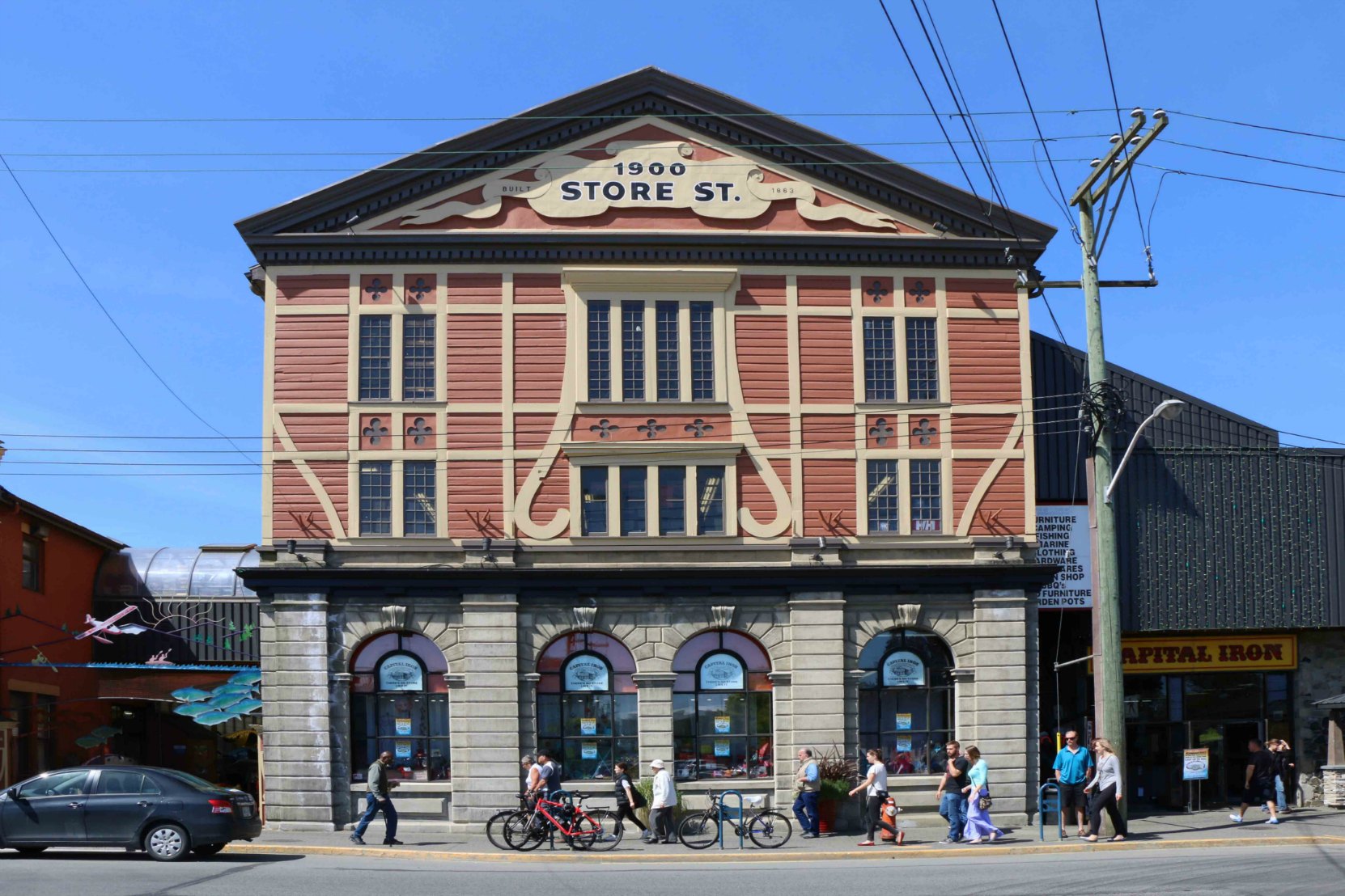 Capital Iron at 1900 Store Street. the building was originally built in 1862 for Dickson, Campbell & Company, commission merchants. 1824 Store Street (left), built in 1890, and 1900 Store Street (right), built in 1862. (photo by Victoria Online Sightseeing Tours)