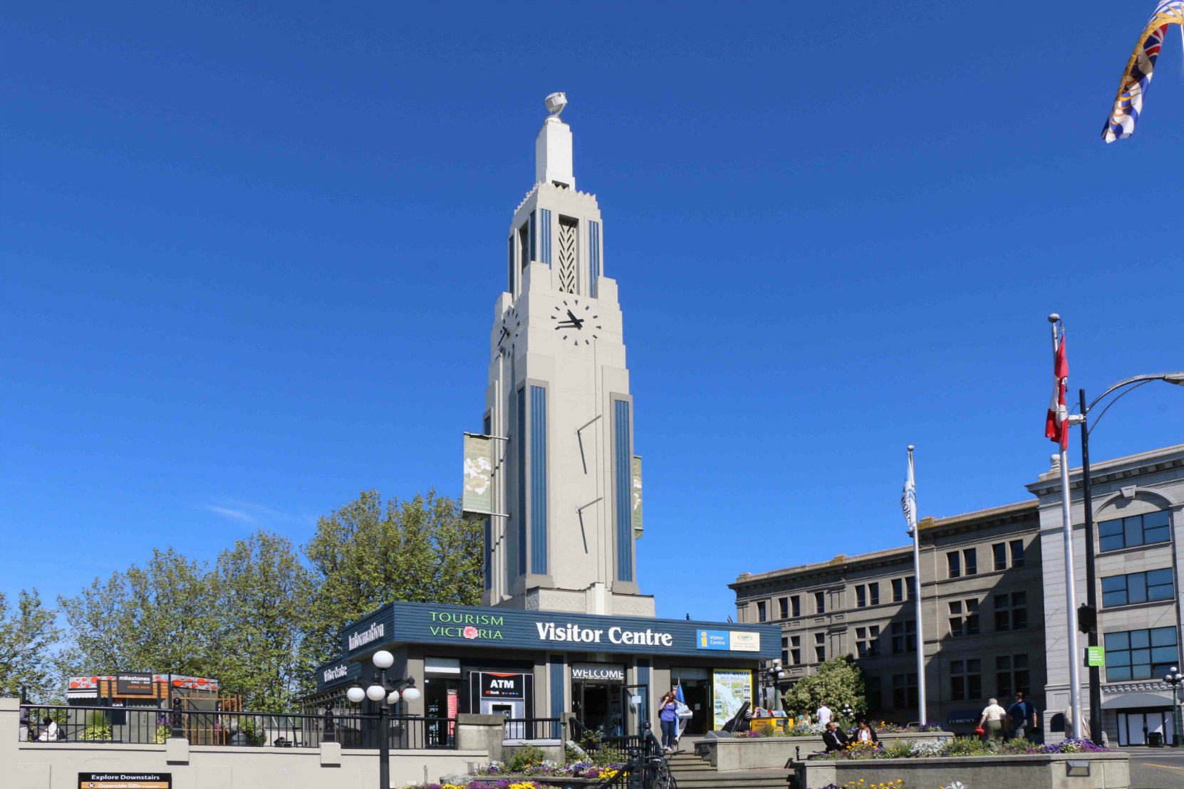 The Tourism Victoria Visitor Centre, 812 Wharf Street. This Art Deco building was originally built in 1931 by Imperial Oil as a service station. (photo by Victoria Online Sightseeing Tours)