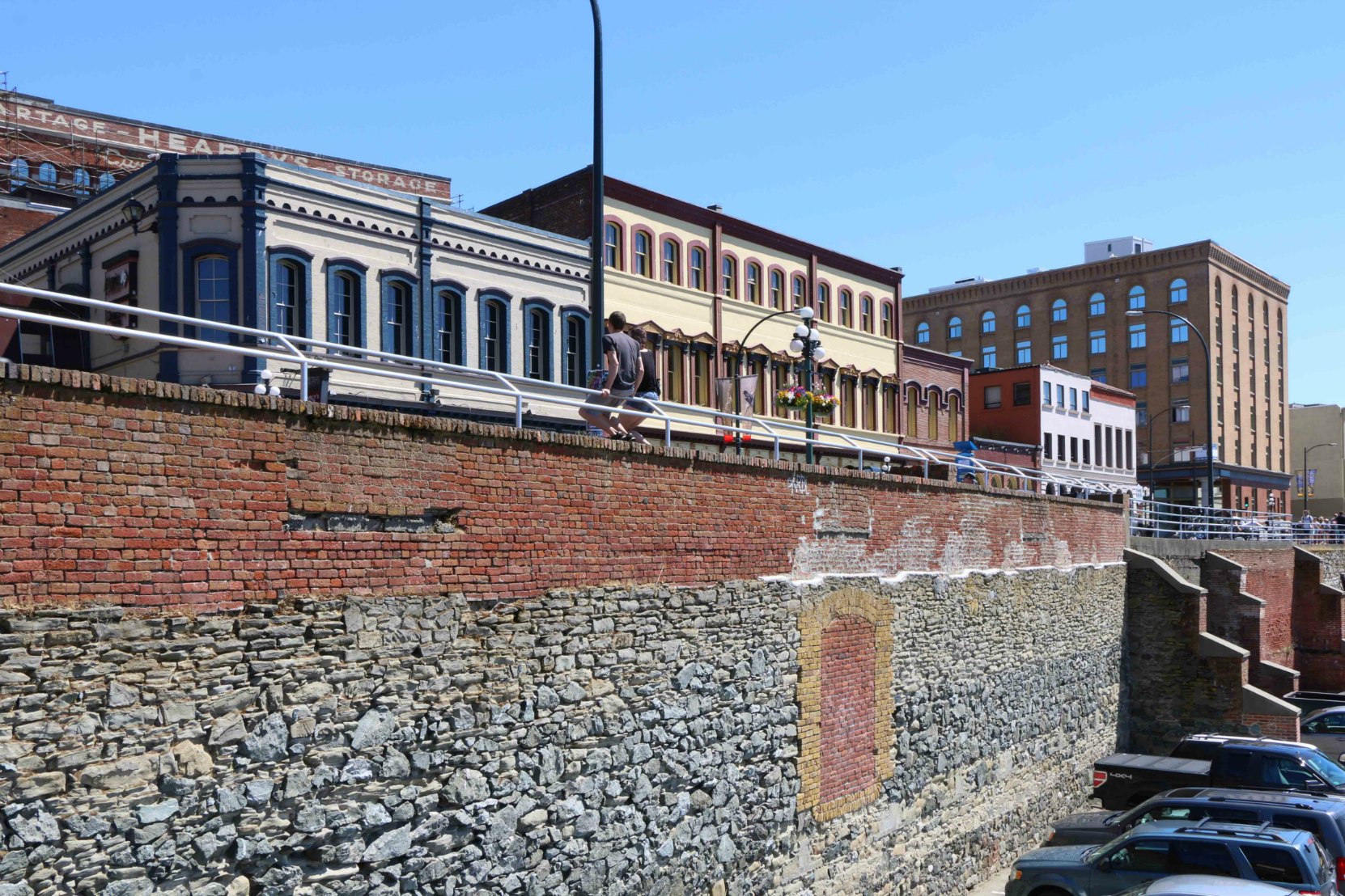 Part of the Hudson's Bay Company warehouse retaining wall, built in 1858 and extended in 1883.