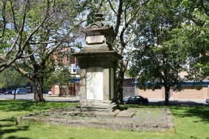 Thomas Pritchard grave monument, Pioneer Square, Victoria, B.C. (photo by Victoria Online Sightseeing Tours)